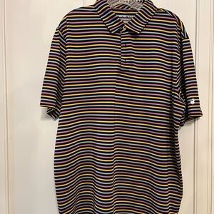 Black Polo with Pink and Yellow Stripes